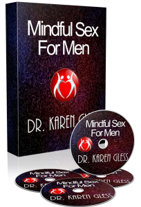A picture of the box set and CDs of Dr. Karen Gless course Mindful Sex for Men